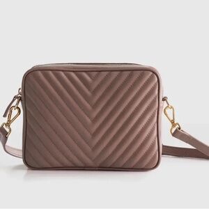 Quince italian leather quilted crossbody bag taupe